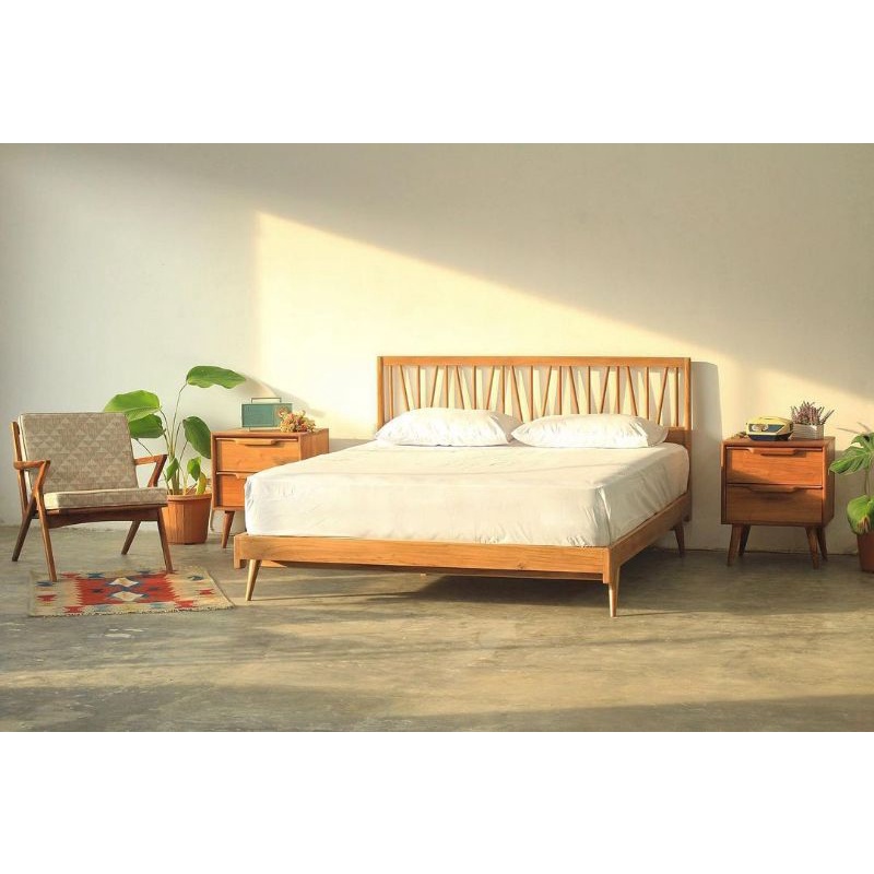 dipan rangka tempat tidur minimalis retro kayu jati perhutani mebel jepara