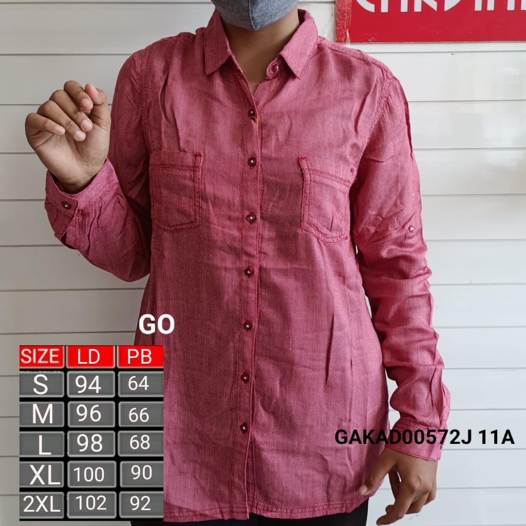 gos CARDINAL GIRL KEMEJA Pakaian Wanita Atasan Hem Casual Santai Motif Kotak Original Lengan Panjang