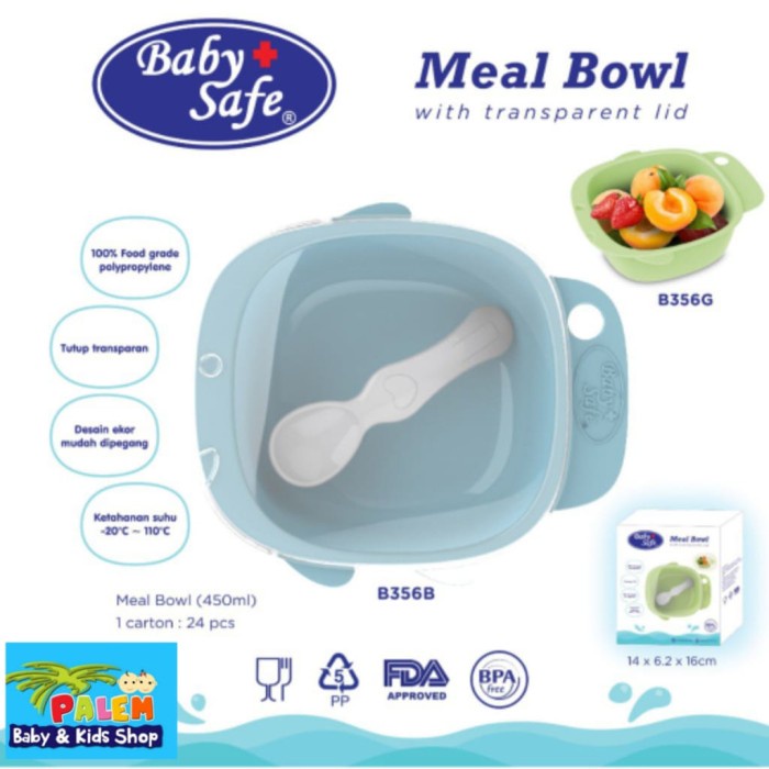 Baby Safe Meal Bowl with Transparent Lid Mangkok Makan MPASI