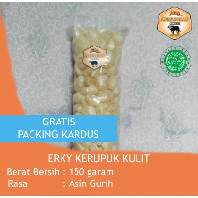 

Kerupuk Kulit Sapi /Dorokdok/Jangek/Krecek/Rambak ERKY rasa asin gurih 150gram Halal Murah