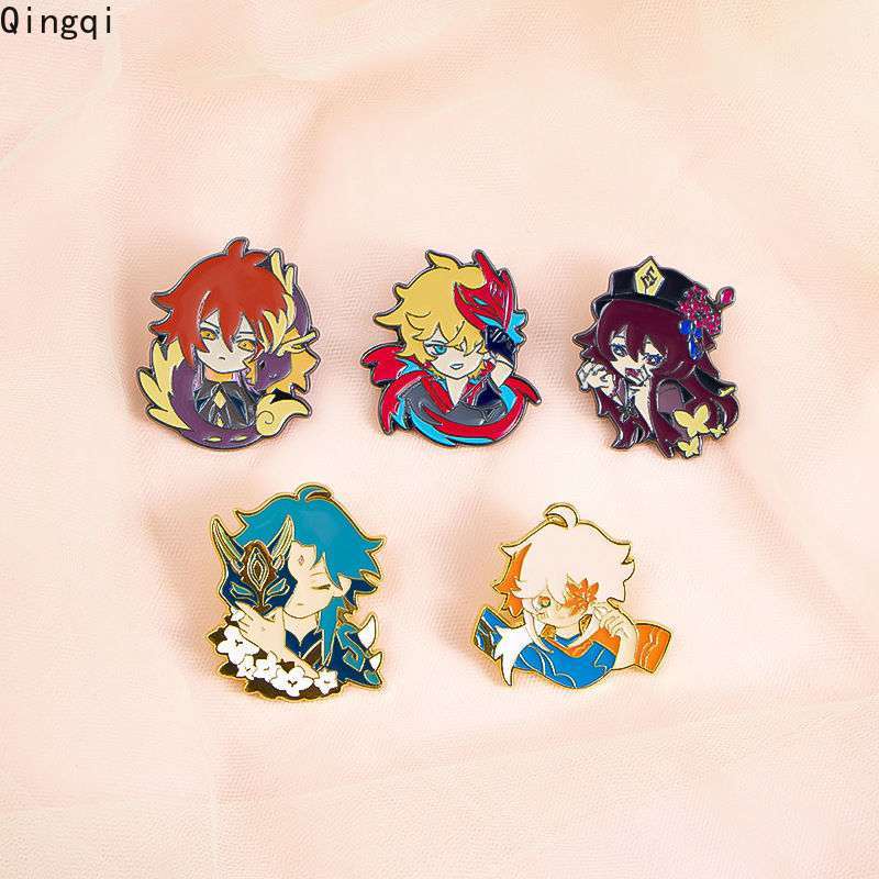 Bros Pin Enamel Desain Anime Genshin Impact Wendi Tartaglia Ganyu Keqing Xiao Lumine Untuk Hadiah