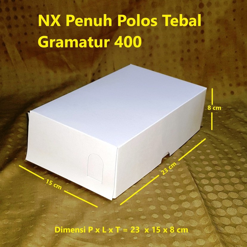 Kotak / Kardus / Dos / Box utk Donat Bakpao Kue Roti Nasi 23 x 15 x 8 cm (NX-400 Polos Penuh Tebal)