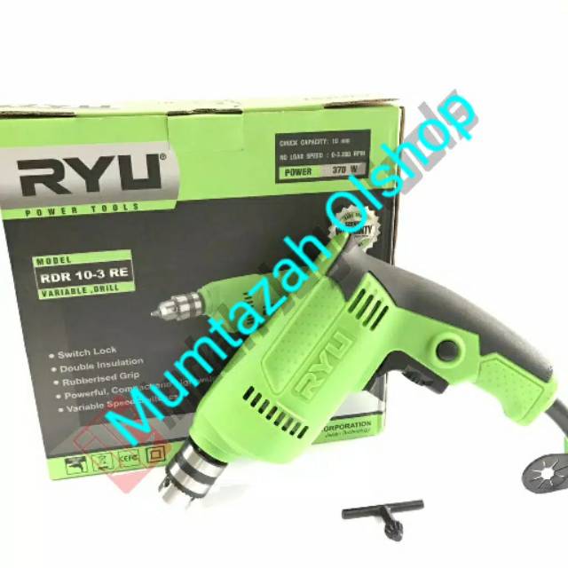 Mesin Bor Tangan RYU RDR 10-3 - Hand Drill Tekiro Bor Besi Kayu