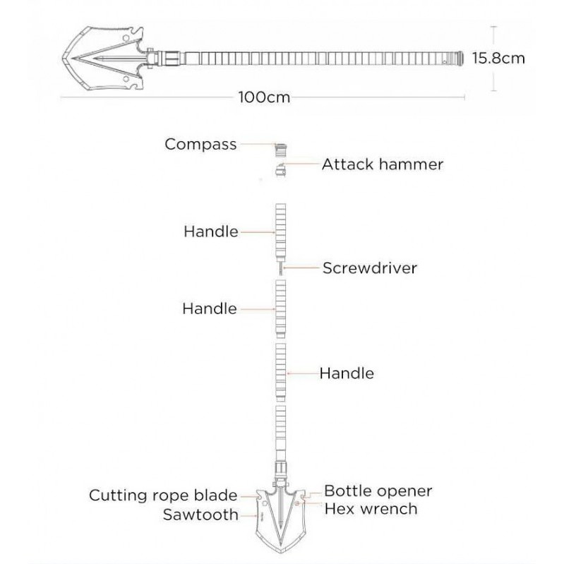 XIAOMI NEXTOOL Multifunctional Outdoor Shovel - Big Size - KT5524