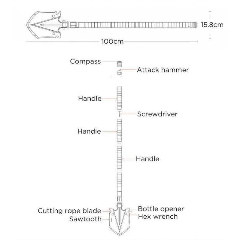 707 NEXTOOL Multifunctional Outdoor Shovel - Big Size - KT5524