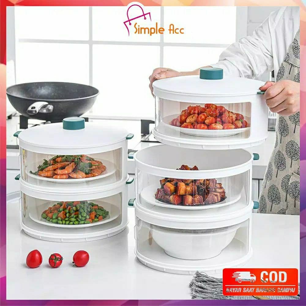 JT - Food Cover Layer Penutup Makanan Tudung Saji Tutup Sayur Susun 4 Tingkat Susun Food Storage Modern