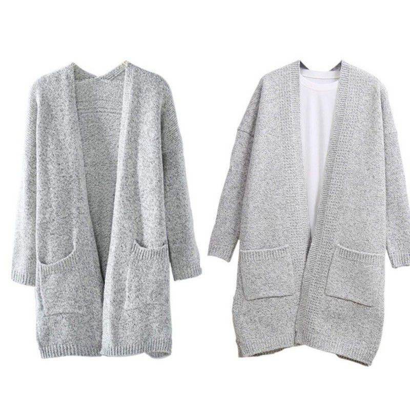 Sweater Cardigan Rajut Musim Dingin Aksen Saku Tebal Warna Sweater Cardigan Rajut Musim Dingin Aksen Saku Tebal Warna