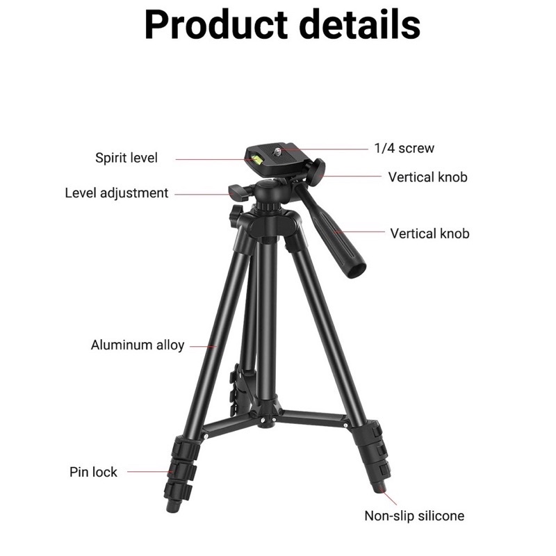 TRIPOD WF-3120 Lighweight Foldable Camera Mobile Tripod 1.3M