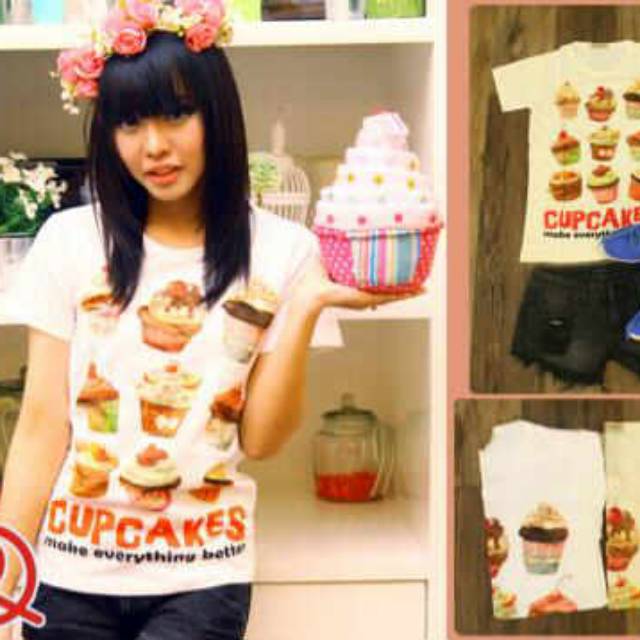JUAL KAOS MURAH ADEM OREENJY - KAOS OREENJY CUPCAKE S-L