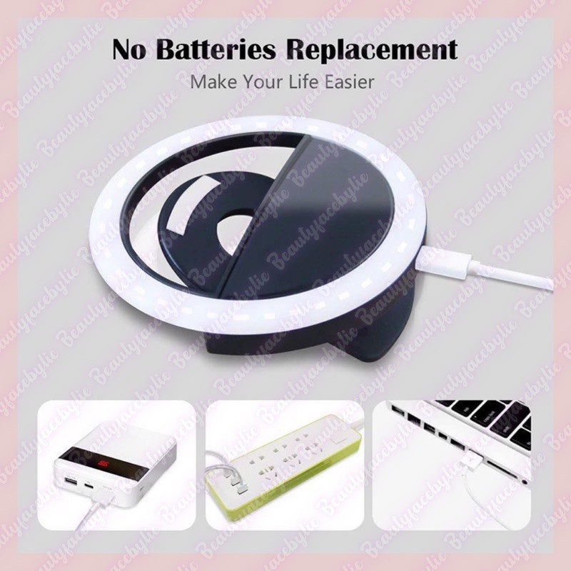 Ring Light LED Mini lampu Selfie Bulat Untuk Kamera Power 3 WATT 250mAh