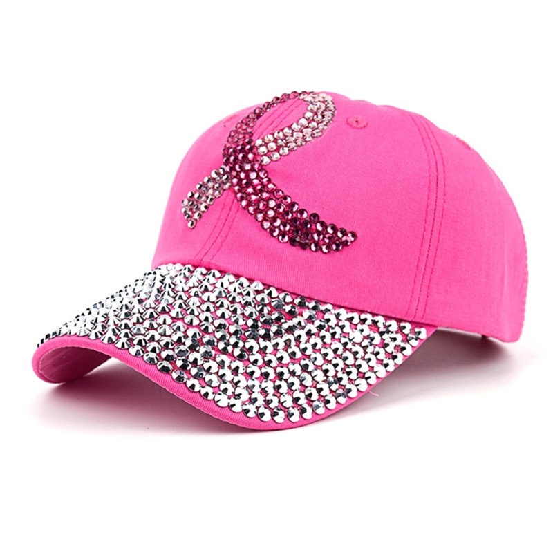 Topi Baseball Aksen Pita Pink Untuk Kesadaran Kanker Payudara