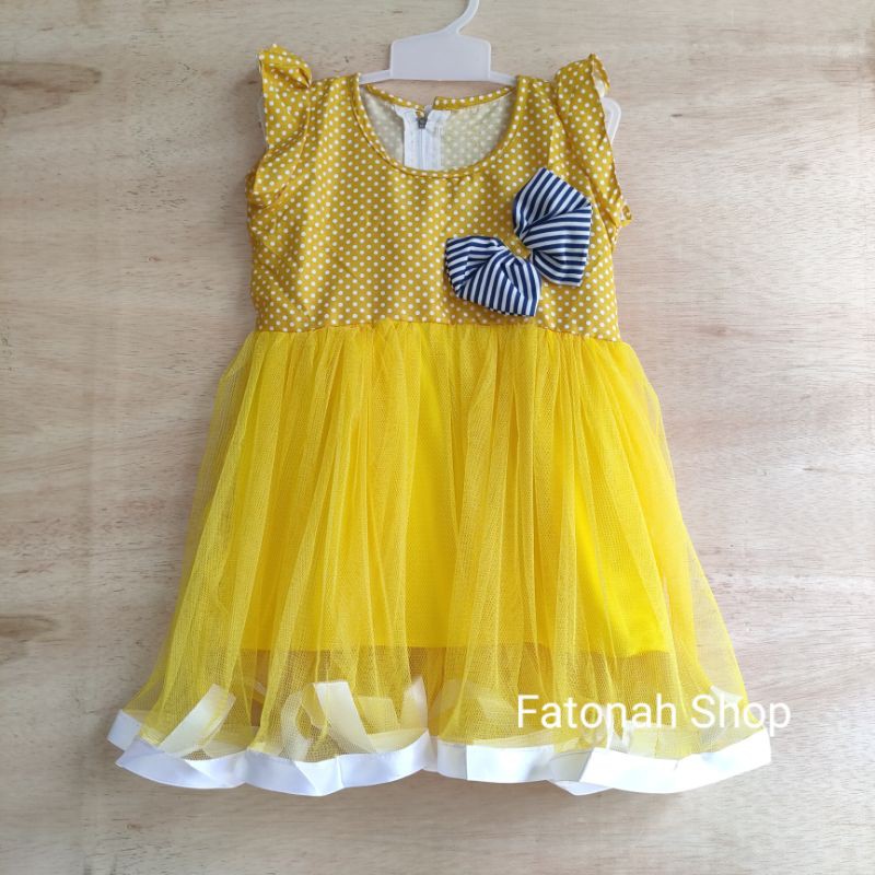 Dress Anak 1 2 tahun Gaun anak cewek tutu polka baju anak perempuan ( Dress AYUMITA  )