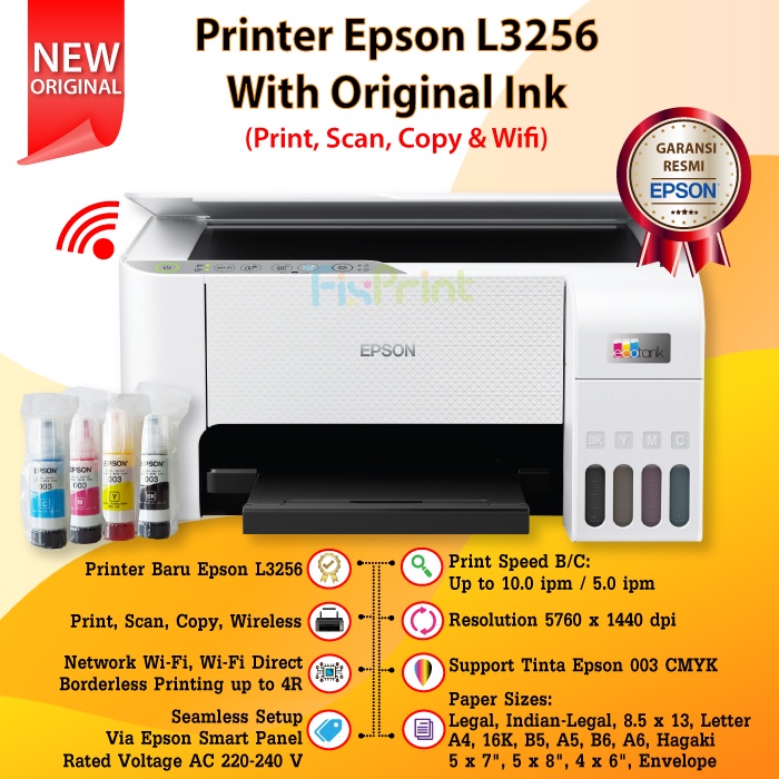 Printer Epson EcoTank L3256 l3256 l3256 A4 WiFi All-in-One Print Scan Copy New