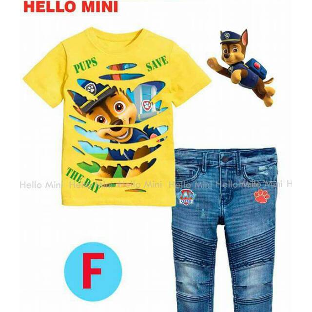 Baju setelan anak laki hm 43 f paw patrol