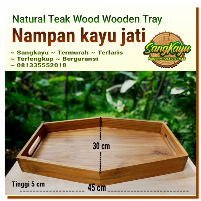 Nampan kayu jati premium quality 45x30x5 teak wooden tray nampan saji