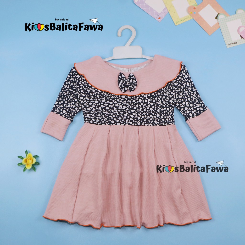 Dress Yumna uk 5-6 Tahun / IMPORT Dres Lengan Panjang Gaun Pesta Baju Anak Perempuan Pakaian Grosir