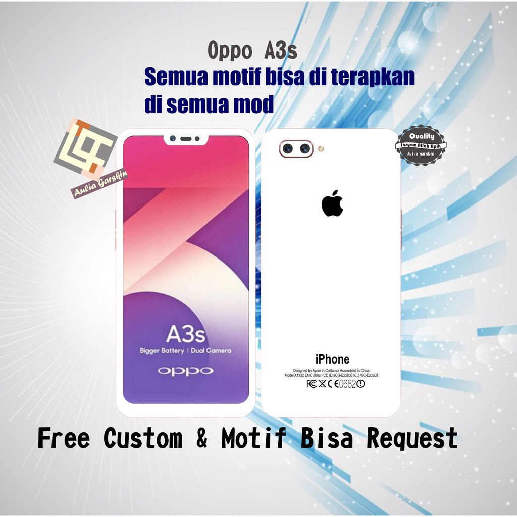 Garskin Oppo A3s Motif Iphone White Free Custom Motif Shopee