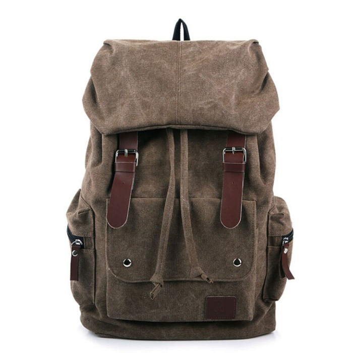 Tas Ransel Backpack Canvas Retro Vintage Travel Kanvas Besar Pria LBX