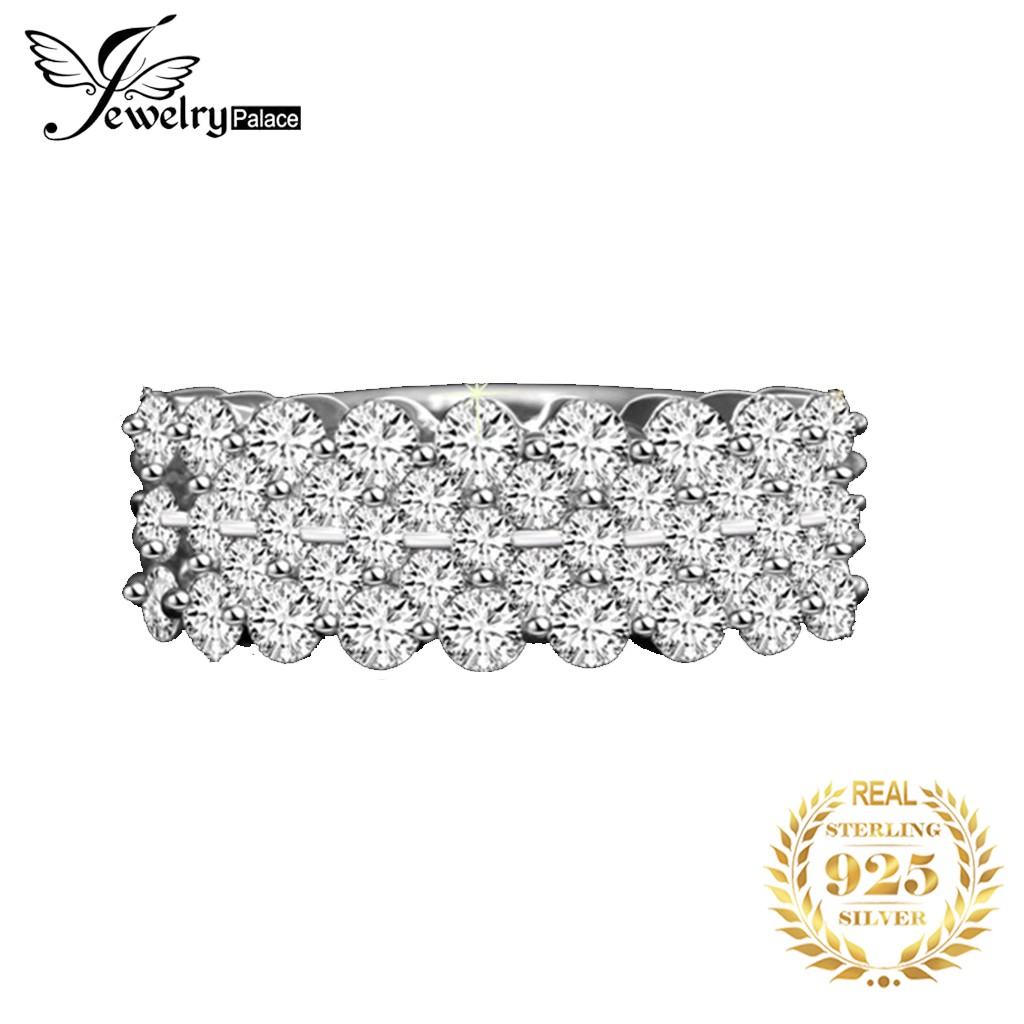 Cincin Sterling Silver 925 Dengan Zircon Bulat Untuk Wanita