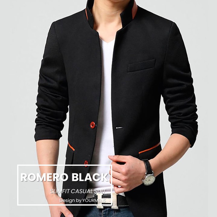 JAS PRIA SLIMFIT HIGH TWIST ROMERO BLACK SEMI FORMAL MODEL KOREA SLIMFIT BAHAN HIGH TWIST ORIGINAL