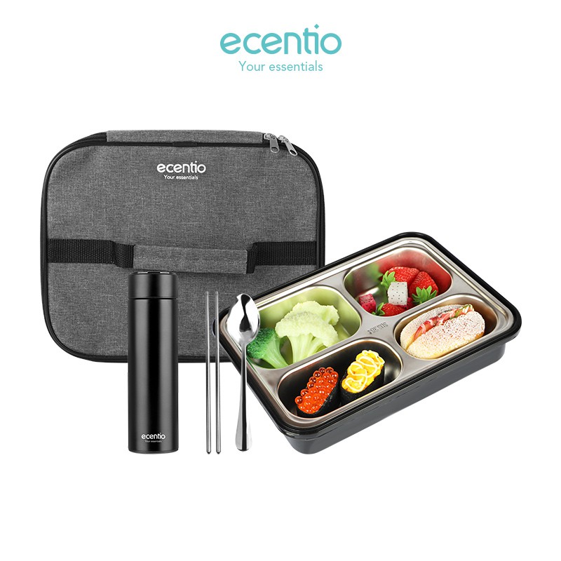 

ecentio 304 Stainless Steel lunch box set/Led Display Termos/Free sendok&sumpitpit/tas bekal