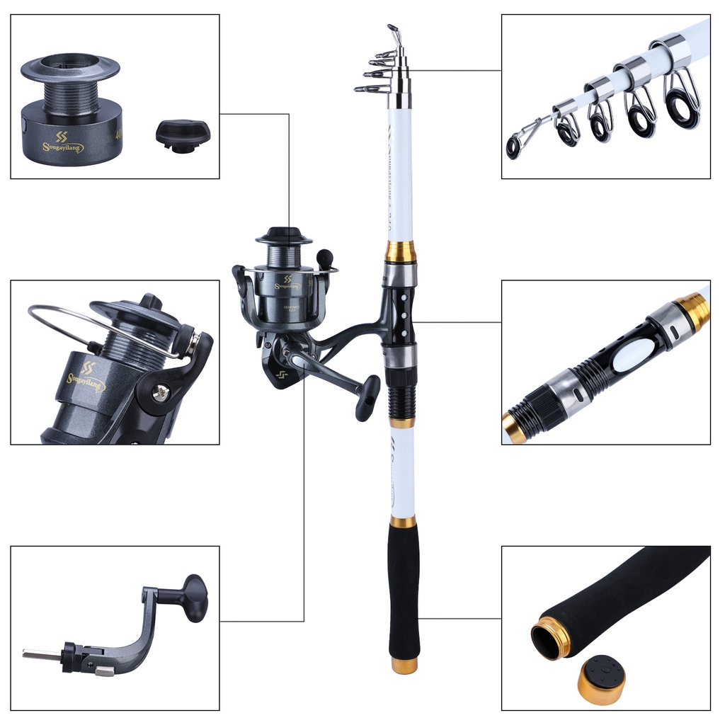 Set Pancing 1.8m/2.1m/2.4m telescopic fishing rod joran pancing 1000-4000 reel