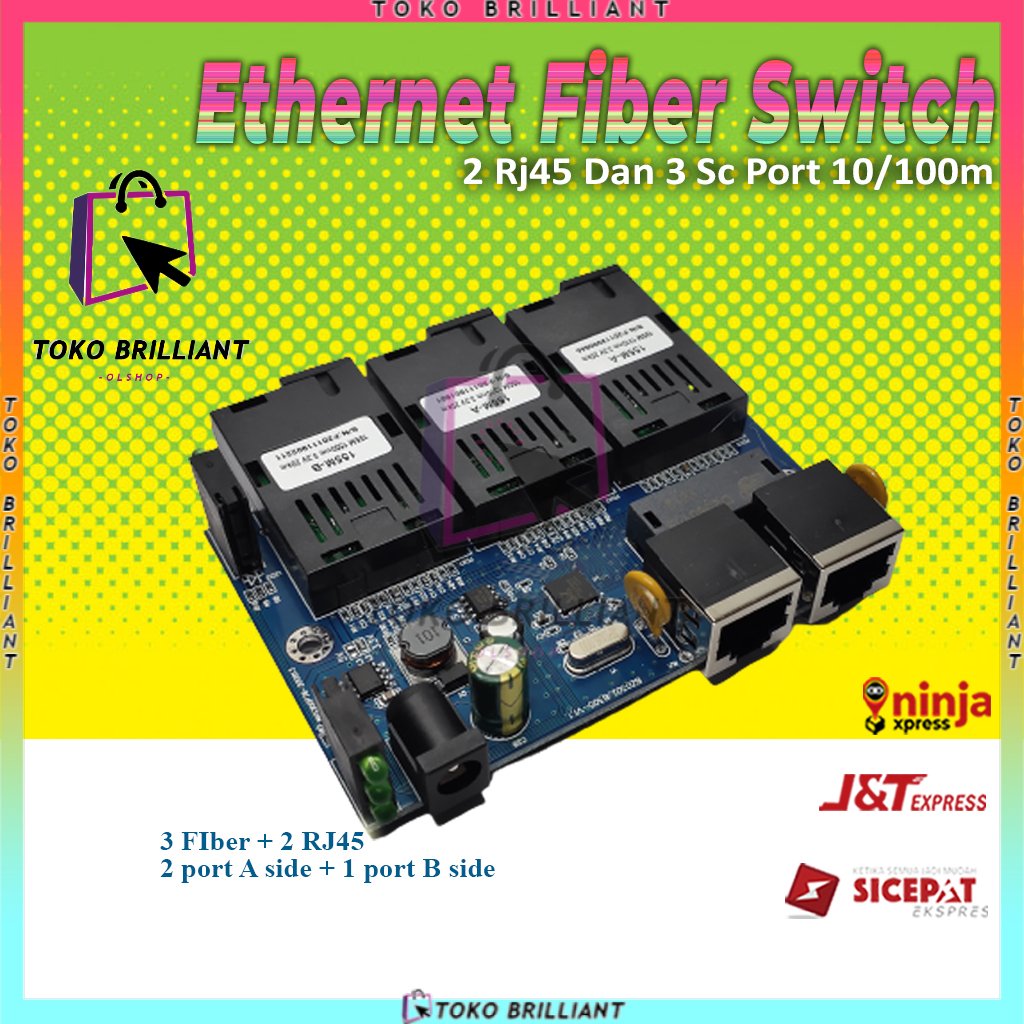 [BISA COD] Switch Ethernet Media Fiber Optik Mode Tunggal 3sc2rj-AAB-PCB ASLI