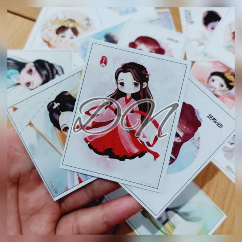 

Stiker photo kertas putri china cute 16pcs sticker kertas glossy gambar chibi girl china