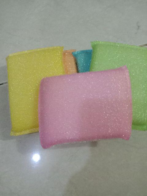 Sabut Spons / Sponge Cuci Piring Bentuk Bantal - Bahan Polyester + Busa