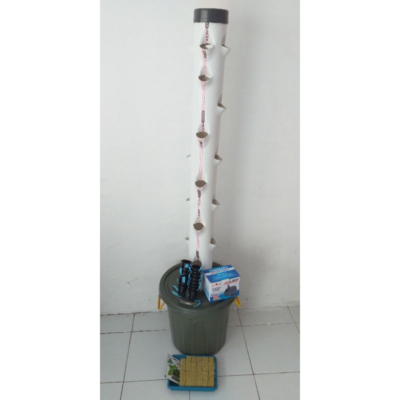 Vertikultur Pipa Hidroponik Vertikal Tower 22 Lubang Full Set