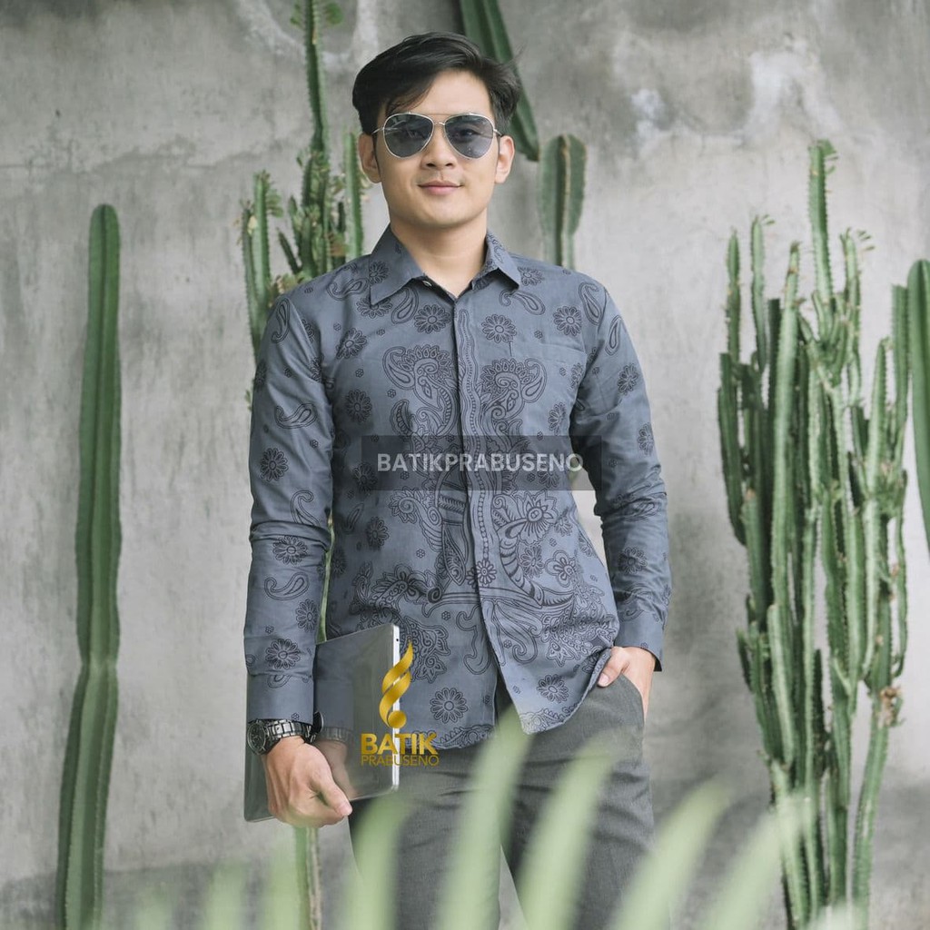 PRABUSENO BATIK KERISNA SAKA KEMEJA BATIK PRIA LENGAN PANJANG SLIM FIT  ORIGINAL  PRABUSENO FUL FURI