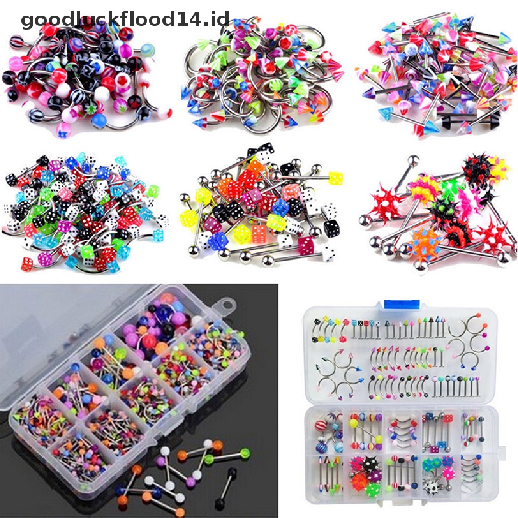 [OOID] 60Pcs Wholesale Lots Mixed Lip Piercing Body Jewelry Barbell Rings Tongue Ring ID