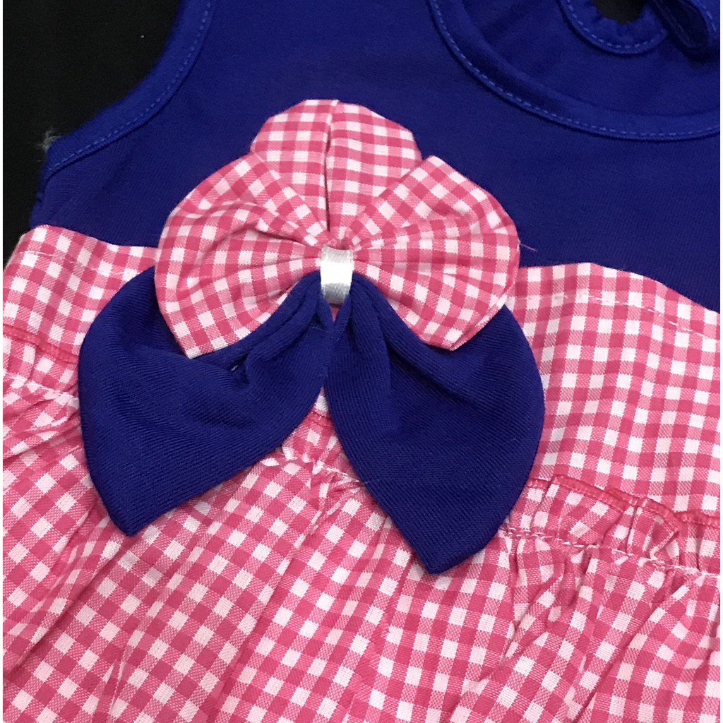 Babysmart - Baju bayi/Anak Perempuan Dress Ballon motif Pita Kombinasi PLANET KIDS usia 0 -12 bulan