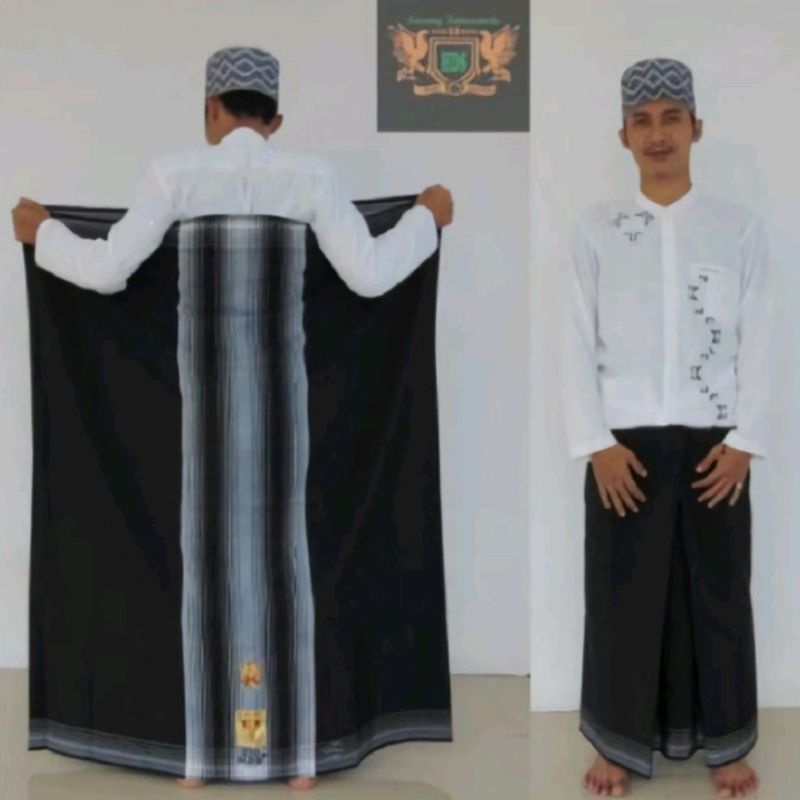 SARUNG HDS HITAM / SARUNG HDS HITAM POLOS TUMPAL SALUR GARIS-GARIS/ SARUNG PRIA DEWASA POLOS/ SARUNG