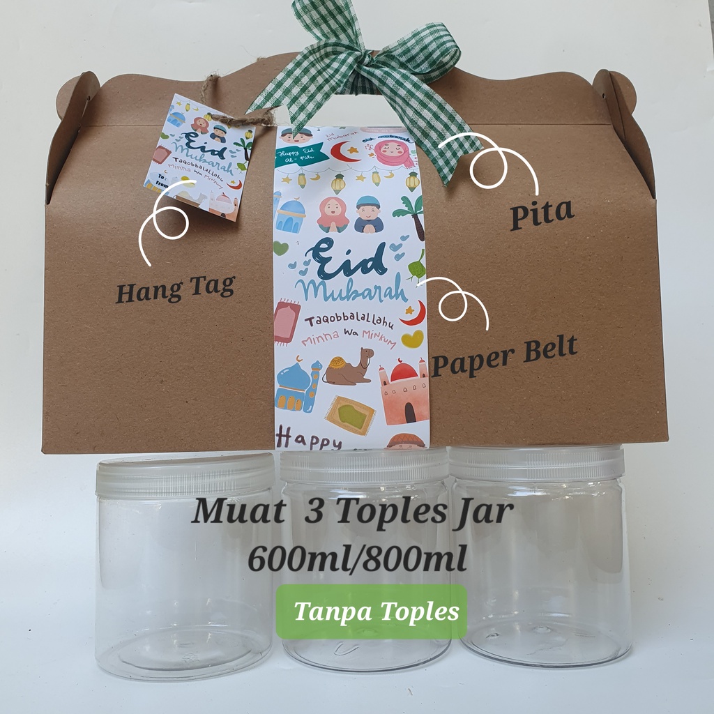 

Dus 3 Toples Jar Tabung 600ml 800ml Gable Box Cookies Hampers Idul Fitri Lebaran