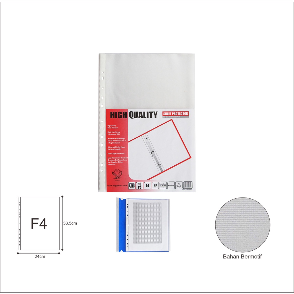 

Sheet Protector / PP Pockets / Map Plastik Folio EAGLE Isi 10 pcs/pack