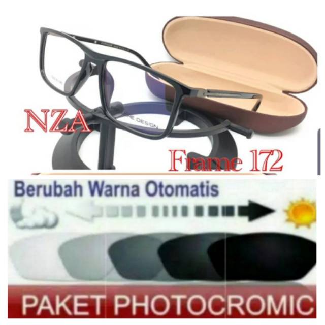 Frame Kacamata Pria Sporty Terbaru 172 Free Lensa Photocromic Minus anti UV dan Plus Anti Radiasi