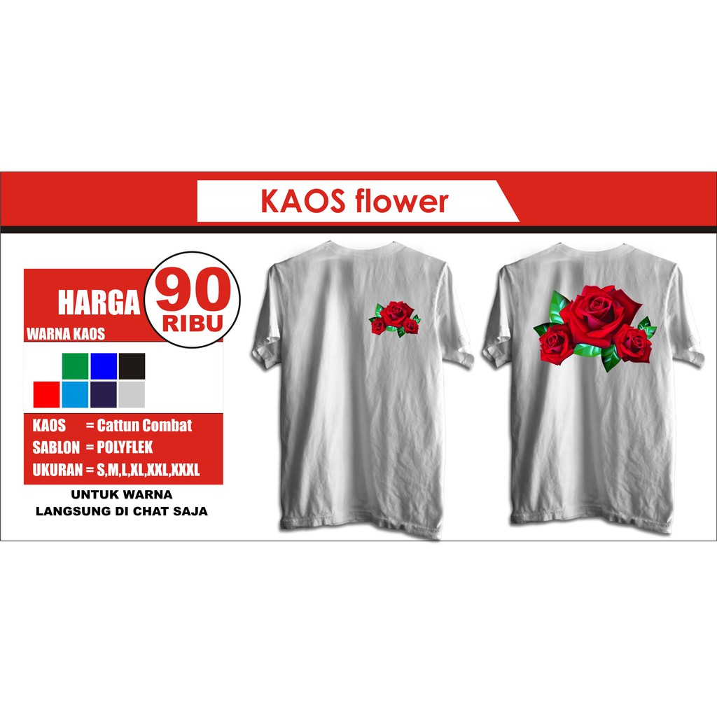 Kaos Bunga Mawar Merah MURAH KATUN COMBAT 24S KAOS BUNGA KAOS MAWAR