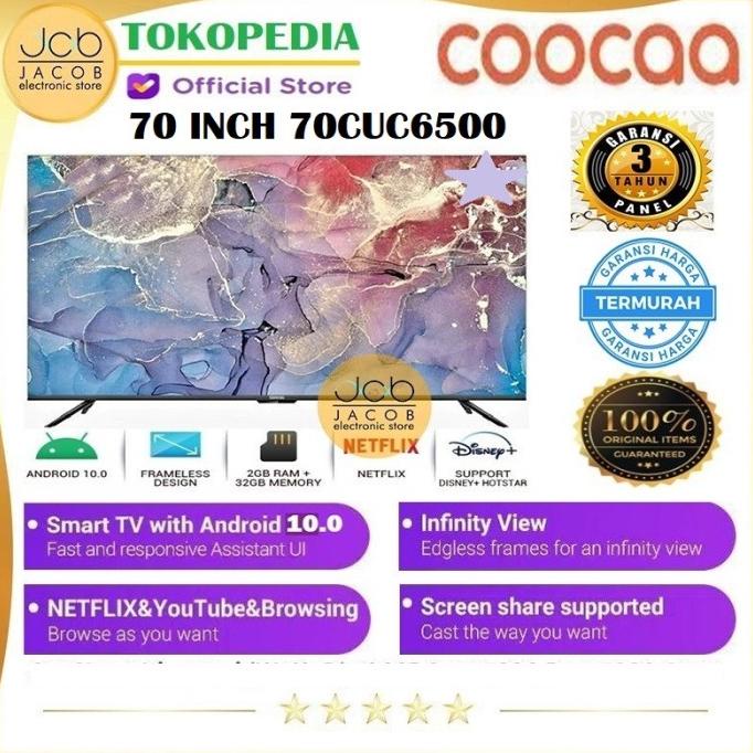 COOCAA LED 70 INCH SMART ANDROID 10.0 4K UHD TV 70CUC6500 Termurah