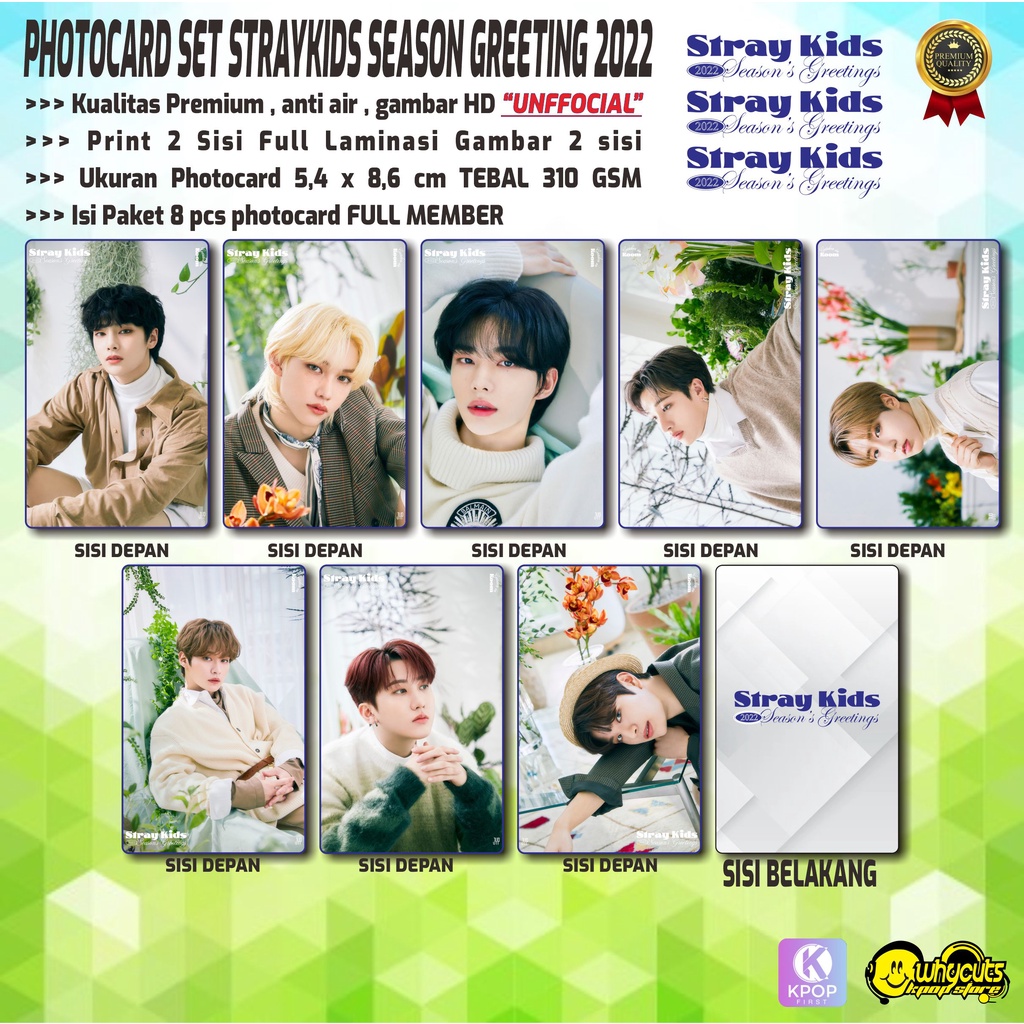 PHOTOCARD PC KPOP PREMIUM STRAYKIDS // SEASON GREETING 022 // CHIRSTMAS EVE 2 // PRINT 2 SISI FULL LAMINASI