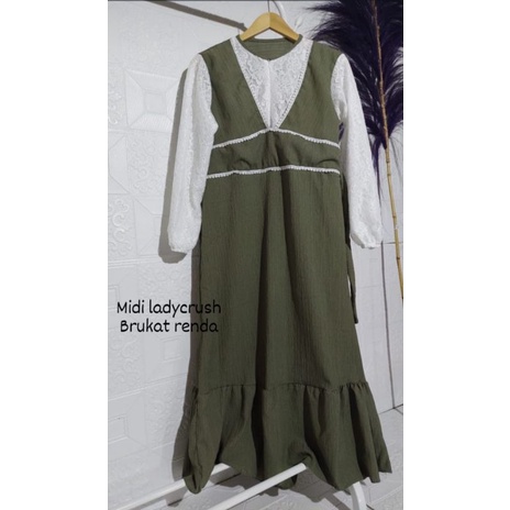 TEBUS MURAH Midi Dress Atau Long Dress Serat Kayu Brukat Fit to XL