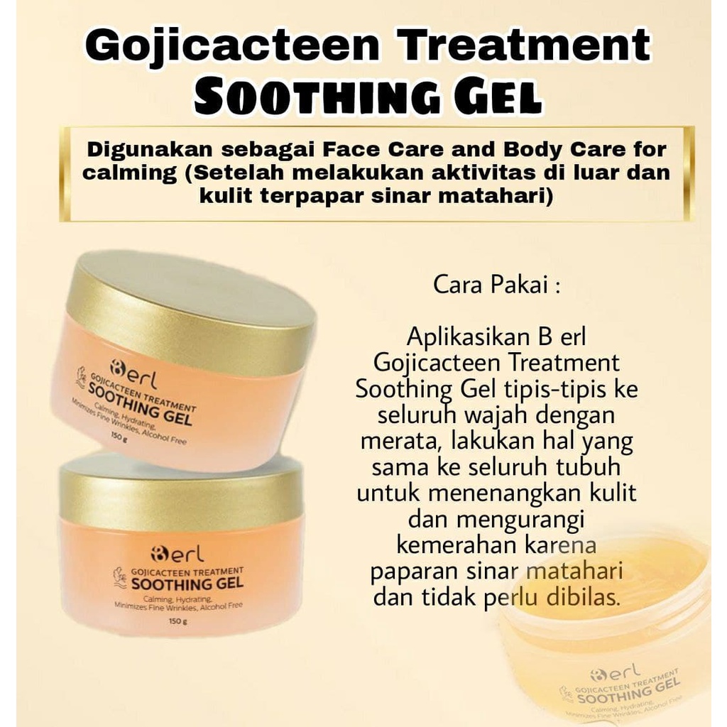 Soothing Gel Aloevera Gojiberry Masker Wajah Melembabkan Kulit Menenangkan Kulit Iritasi by B ERL