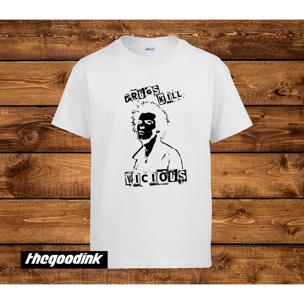 Kaos Sex Pistols - Drugs Kill - Vicious - Original Gildan T-shirt DTG Print
