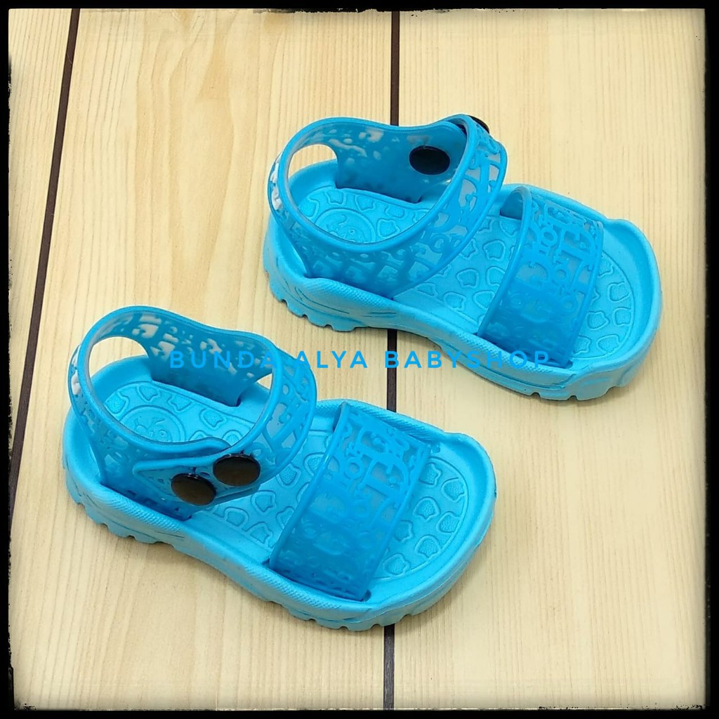 Sendal Anak Perempuan Usia 6 Bulan 1 2 Tahun Elastis BIRU - Sepatu Sandal Anak Cewek Tali Karet 19 - 24 Anti Licin