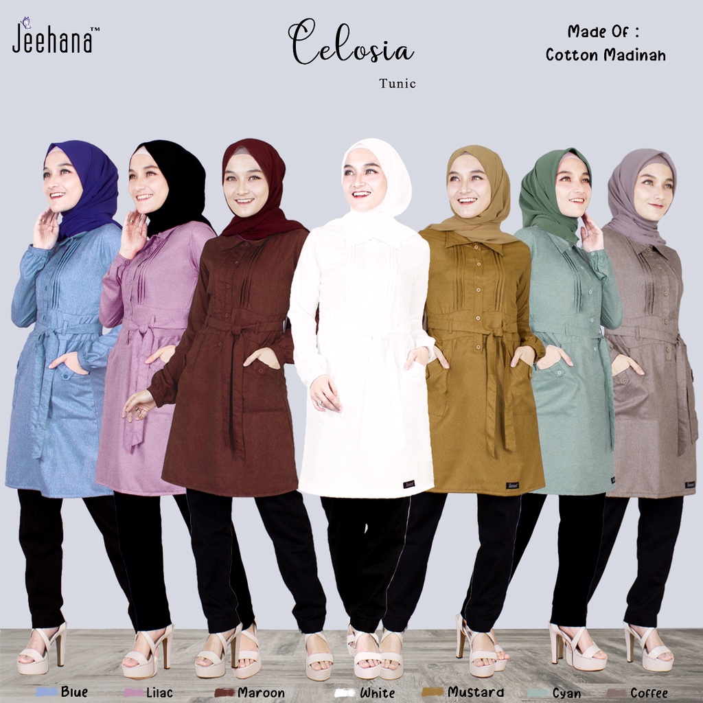 Tunik Wanita / Tunik Muslim / Tunik Celosia / Baju Atasan Polos Wanita Putih / Pakaian Kerja / Kemej