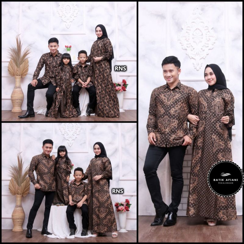 Batik Couple Keluarga Gamis Busui Motif Prasasti Batik Keluarga Seragam