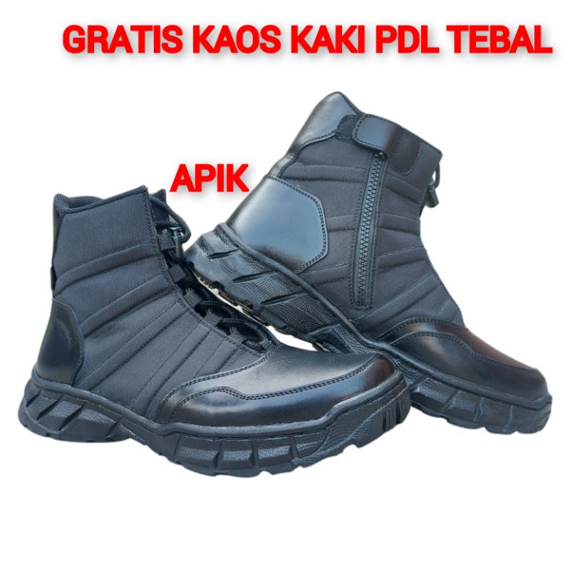 Sepatu Pdl Ninja Pendek Kilap Glossy Dan Dop Semir Kulit Sapi Asli Merk APIK Sepatu Pdl Polantas Satlantas Model Terbaru