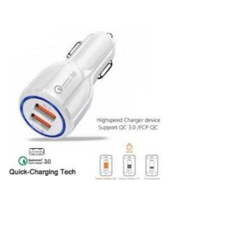 Fast Charging Qualcomm &amp; Power Delivery Cas Motor / Mobil Car Charger 3.0 QuickCharge QC3 &amp; PD Tipe C  2 port