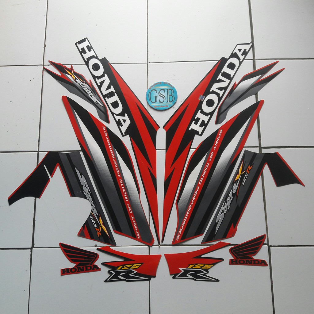stiker motor supra x 125r 2006 hitam merah