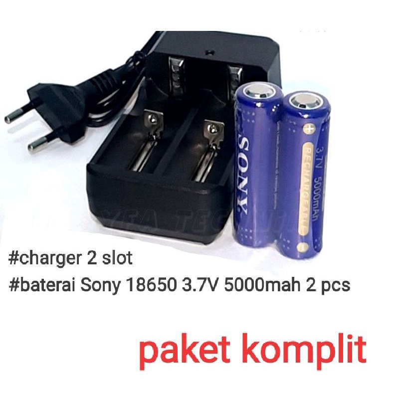 #changer 2 slot  + baterai sony 18650 3.7V 5000mah